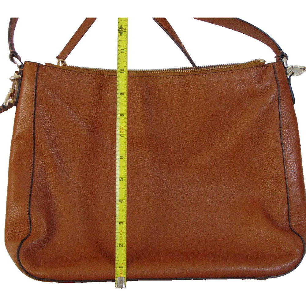 Kate Spade New York Pebbled Leather Medium Crossbody Bag Cognac Luggage Gold Zip - Picture 9 of 10